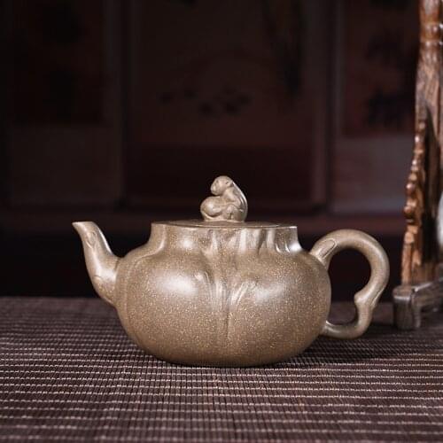 280ml Yixing Purple Clay Teapot Genuine Hand-made Qingduan Mud Soul Monkey Tea Pot Kung Fu Tea Kettle Wholesale Shipping