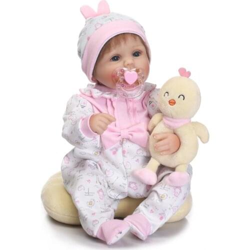 40cm Bebe Silicone reborn dolls realista girl baby Doll kids Playmate birthday gift toys with soft chicken pillow plush doll
