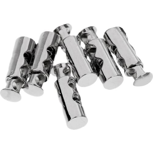 6Pcs Metal Barrel String Cord Locks Double Hole Toggles Spring Stop Drawstring Rope Cord Locks Ends