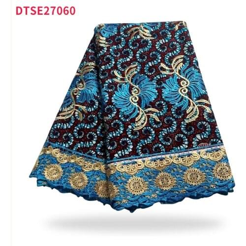 African new style wax cloth lace embroidery high quality real lace 6 yards Nigeria lace fabric DTSE27060