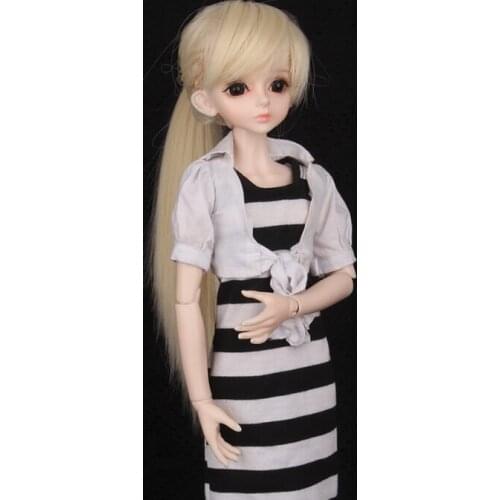 Doll accessories bjd clothes 1/4 1/6 BJD Doll clothes black and white stripe vest jeans wear full dress white coat suit