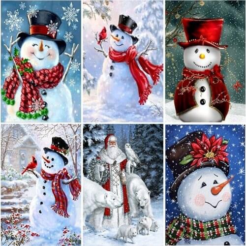 New Arrival 5D Christmas Snowman Diamond Painting Cross Stitch Kit Full Round Drill Santa Claus Mosaic Embroidery Decoration
