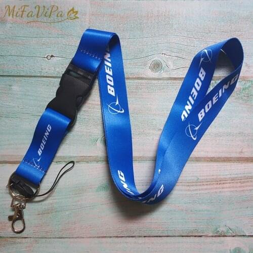 5 PCS Fashion Trinket Boeing Lanyards Neck Strap Phone Chaveiro Key Chain Blue llavero Lanyard Keychain for ID Card Crew Gift