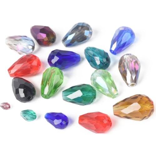Teardrop Pear Shape Faceted Crystal Glass 5x3mm 7x5mm 12x8mm 15x10mm 18x12mm Loose Crafts Beads for Jewelry Making DIY