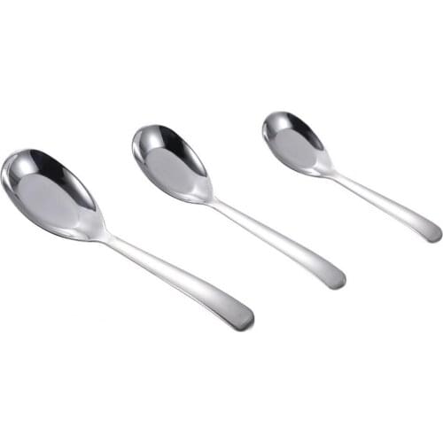 Household Soup Spoon Eco-friendly Rust-proof Stainless Steel Thickened Ice Cream Coffee Stirring Spoon Kitchen Accessories