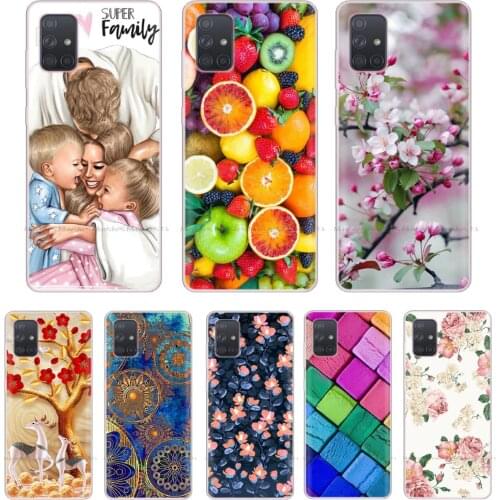 For Samsung Galaxy A51 Case Silicon Clear Back Cover Phone Case for Samsung A51 A515 A71 Soft Case 6.5 inch Cat Flower Mask Capa