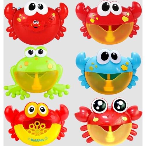 Kids Cartoon Electric Automatic Frog Crab Bubble Machine Music Soap Water Bubble Maker Blower Machine Outdoor Bath Bubble Toy