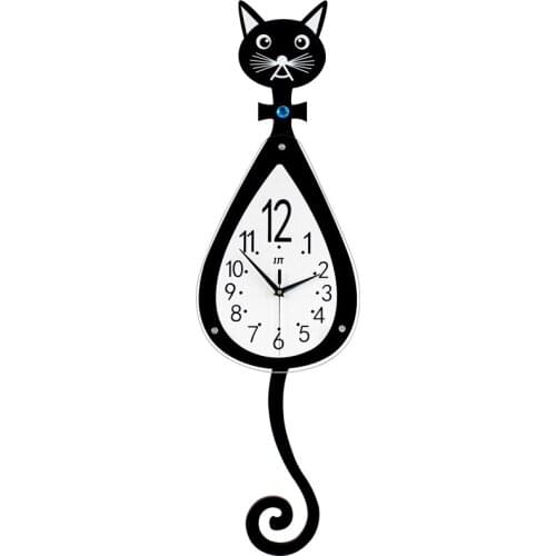 Europe Creative Living Room Cartoon Cat Wall Clock Children Bedroom Decoration Quiet Clock Fashion Personality Clocks