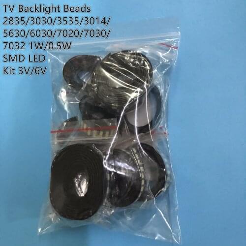 Cold white 20 values *10pcs=200PCS For TV Backlight Beads 2835/3030/3535/3014/5630/6030/7020/7030/7032 1W/0.5W SMD LED Kit 3V/6V