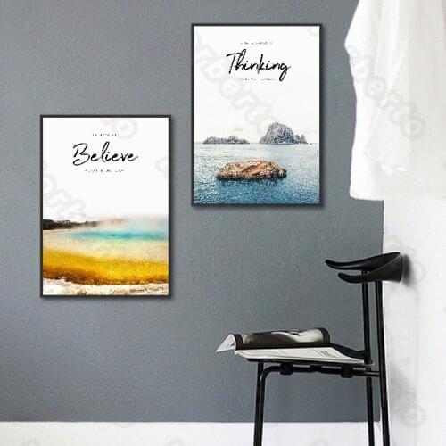 Nordic Style Canvas Painting Poster Rivers Reeks Broad Road Castles Pineapple Letters Thinking Never Believe for Home Decoration