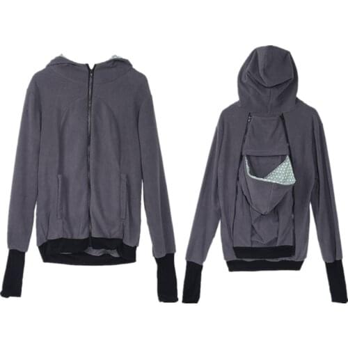 KLV Hands Free Parenting Child Woman Kangaroo Hoodies with Baby Carrier Winter Pregnant Sweatshirts with Parent Child