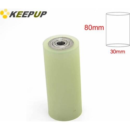 Furniture wheel.Diameter 30mm, length 80mm,PU polyurethane roller with bearing,Soft surface,Pipeline transmission Rubber wheel