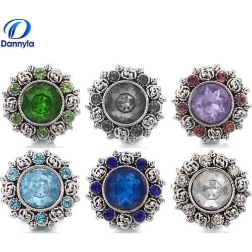 Beautiful Rose Snap Charms Jewelry Crystal Rhinestones Wholesale Snap Button Jewelry For Women LSSN465