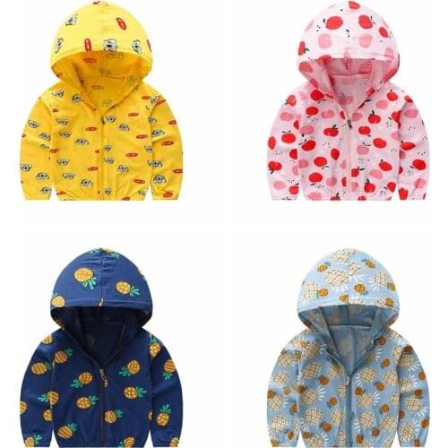 2021 New Style Summer Kids Hooded Cotton Zipper Jackets Baby Boys Girls Outerwear Coats Children Sun Protection Clothing