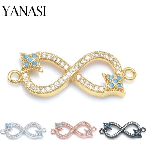 Copper CZ Infinity Shape 8 letter Charm Connectors Accessories for Woman Bracelet Necklace Diy Handmade Gift Jewelry Making