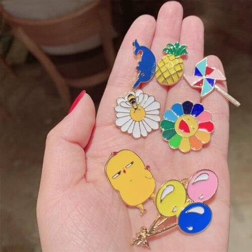Fashion Cartoon Pins Brooches for Women Men Small Badge Metal Rainbow Plants Animal Brooch Pin Lapel Denim Hat Collar Jewelry