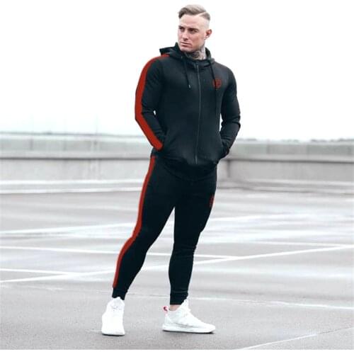 Men Sports Wear Hoodies+Pants New Mens Set Long Sleeve Stand Collar Sweatshirt Sports Set Gyms tracksuit Clothes Brand Suit