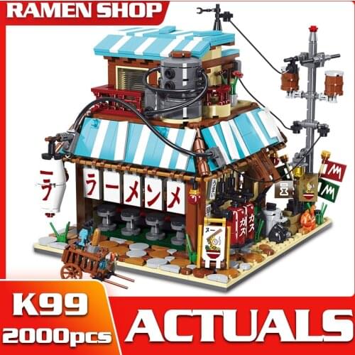 Anime Street View ICHIRAKU MOC Set Assembled RAMEN SHOP Building Blocks NARUTOOD 2010pcs Bricks Toys Gift for Boys Kids Children