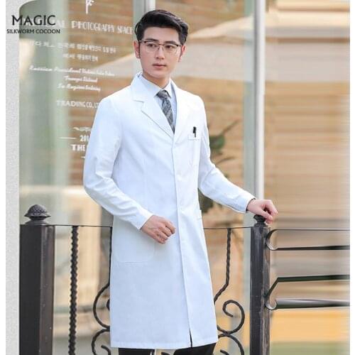 New Health Workwears Scrubs Uniform White Long Sleeve Pet Shop Coat Men Short Sleeve Robe Monochrome Frosted Coat Lab Uniform