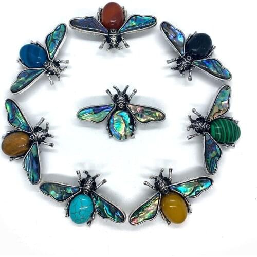 Natural Abalone Shell Necklace Insect Shape Pendant Colored Retro Brooch Pendant Used In Jewelry Making Accessories DIY Crafts
