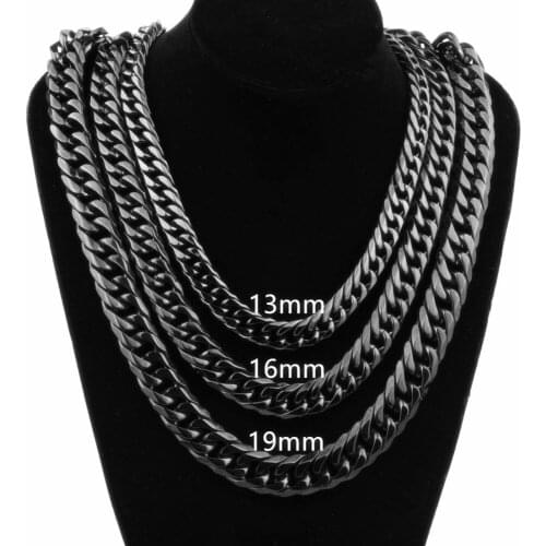 316L Stainless Steel Necklace/Bracelet For Men Black Tone Curb Cuban Chain Mens Necklace Jewelry Gifts 9/11/13/16/19/21mm