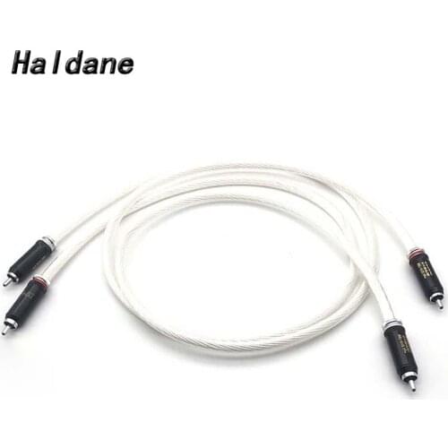 Haldane HIFI 7N OCC Copper Silver Plated 2RCA to 2RCA Cable RCA plug to RCA Male Audio Cable for Amplifier CD DVD player