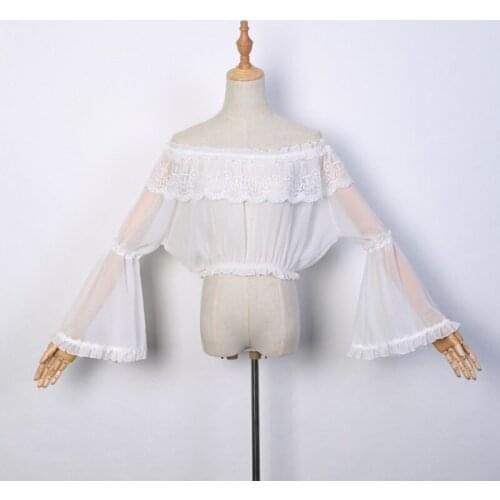 Princess tea party sweet lolita top kawaii girl peter pan collar white/black victorian shirt loose gothic lolita shirt loli top