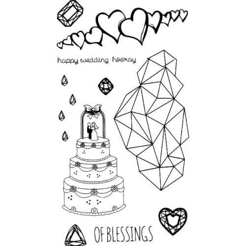 Clear Stamp HAPPY WEDDING BLESSINGS DIAMOND Scrapbooking Material DIY Photo Card Account Rubber Stamper Transparent Stamp Sellos