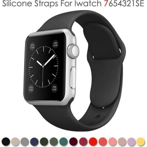 Silicone Rubber Strap For Apple Watch iwatch 6 SE 5 4 3 2 1 Band 38MM 40MM 42MM 44MM Silica Gel Bracelet Watchband Belt