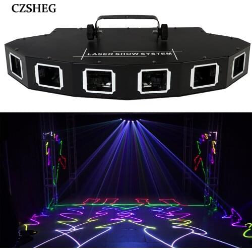 RGBWY six-eye LED projector DMX512 laser disco party DJ music Christmas club professional stage lighting