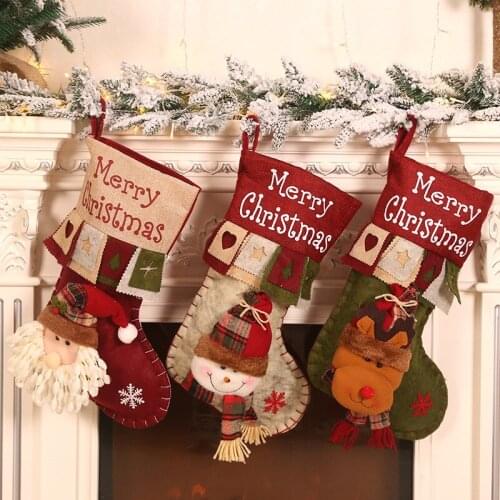 Christmas Stocking Long Leg Santa Claus Socks Ornamen Candy Bag Christmas Tree Hang Pendant Decoration Supplies Gift