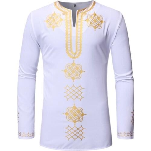 African Dashiki Print Shirt Men 2021 Brand Mens Slim Fit Long Sleeve Dress Shirt Hip Hop Streetwear Traditional African Clothes