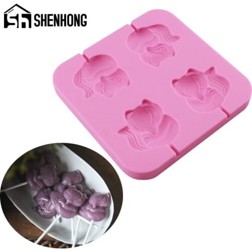 SHENHONG Foxes Shaped Lollipop Molds Cake Topper Decorating Tools Chocolate Candy Silicone Mold Toffee Pastry Baking Accessories