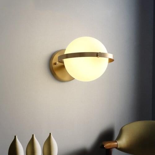 Modern Planet Wall Lamp Noric All Copper Wall Lamps For Living Room Bedroom Home Decor Bedside Wall Light E27 Bathroom Fixtures