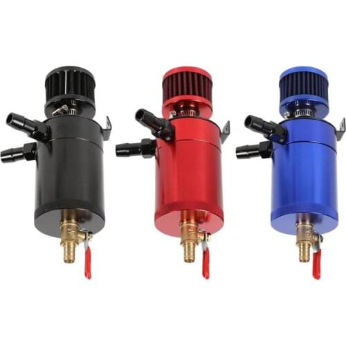 Universal Aluminum Alloy Oil Catch Keep Engine Clean Service Life Of The Motor Can 2-Port with Breather Filter and Drain Valve