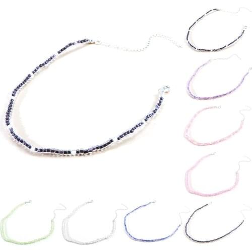 Bohemian Colorful Bead Necklace Simple Casual Beaded Choker Clavicle Necklace For Women Girls Neck Jewelry Accessories