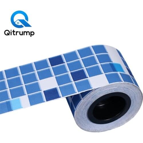 10M Bathroom Waterproof Mosaic Waist Line Stickers Living Room Skirting Decor Decals Self Adhesive Wallpaper Border Vinyl Films