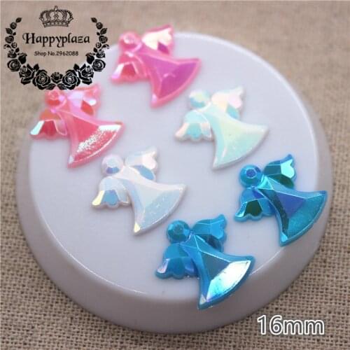 100pcs 16mm Shiny AB Ivory/Pink/Blue Acrylic Angel Fit for Baby Shower Decoration First Birthday Party Souvenirs DIY