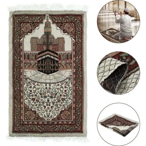 110x65cm Muslim tapete Soft Tassel Tapestry Blanket Portable Embroidery Home Decoration Islamic Muslim Prayer Rug Mat