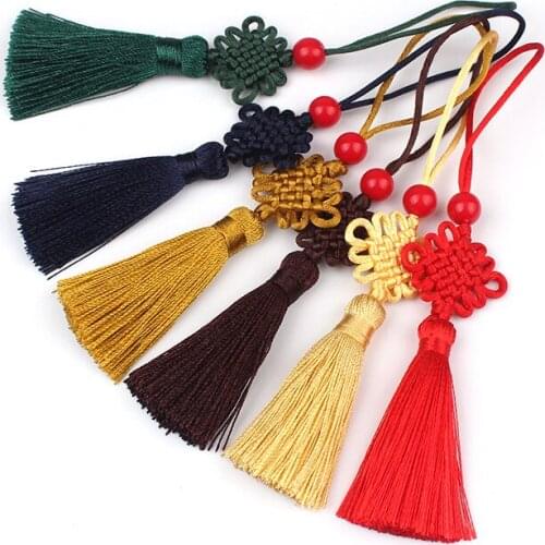 12pcs/lot 5cm Chinese knot tassel with beads silk fringe sewing tassel trim decorative key tassels for curtains home decoration