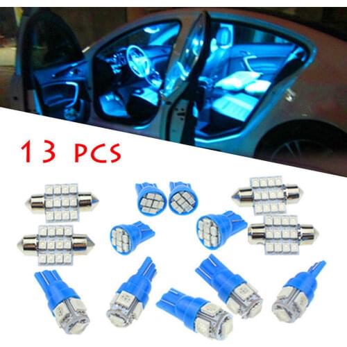13PCS Blue CAN-bus Error Free led Car interior lights Package Kit Atmosphere Lamp Mixed Replacement Bulbs kit