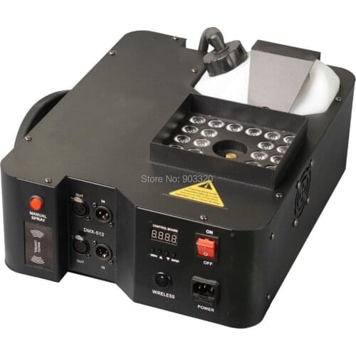 1500W Digital 24pcs 3in1 RGB Colorful UP LED Fog Machine With Wireless Remote For Wedding Effects Event Party, 8-10Meter