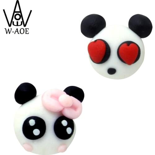 2017 New Design Handmade Cute Panda Stud Earrings Fashion Jewelry Polymer Clay Cartoon Lovely Animal Earrings For Women Girl