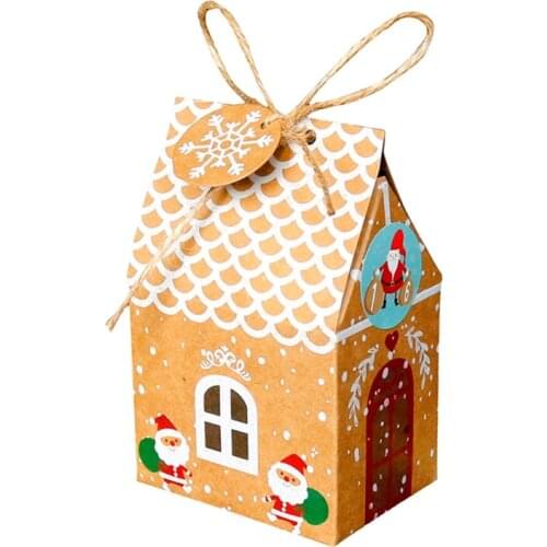 24 Sets Christmas House Gift Box Kraft Paper Cookies Candy Bag Snowflake Tags 1-24 Advent Calendar Stickers Hemp Rope Party