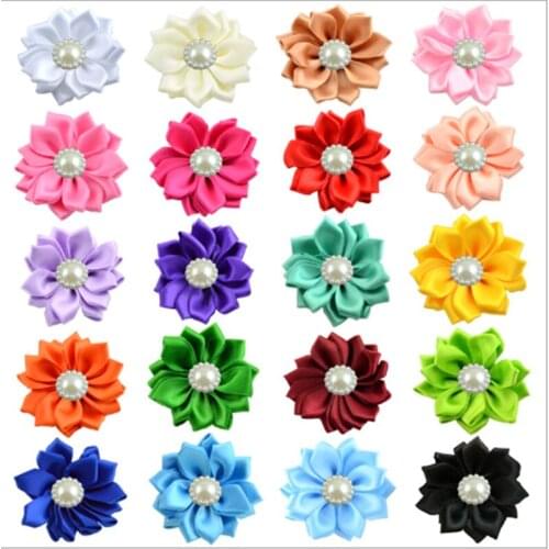 30pcs/Lot Mix Color 4CM Little Ribbon Rose Flower Satin Flowers Handmade DIY Wedding Boutonniere Girl Hair Cloth Accessories