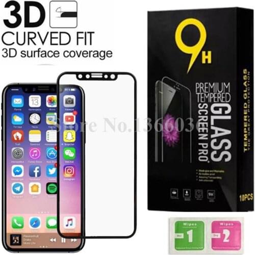 500pcs Carbon Fiber 3D Curved Soft Edge Tempered Glass Screen Protector Guard for iPhone XS Max XR XR X 8 7 Plus with retail box
