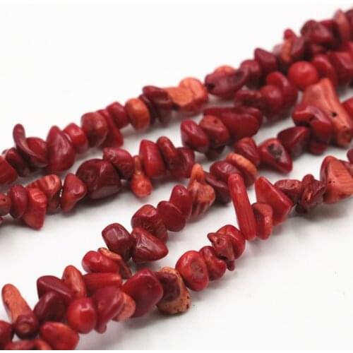 82cm Red Natural Stone Irregular Gravel Coral 5-7mm Freeform Chip Loose Beads for Jewels Making DIY Necklace Bracelet Craft A408