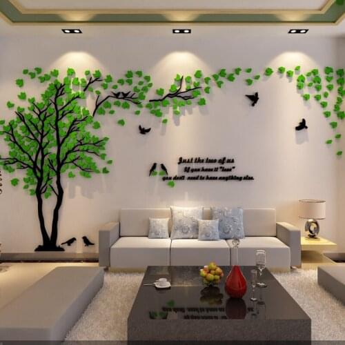 Yj Large size Tree Acrylic mirror wall stickers For living room Home decor 3d Wall stickers big size Lover tree New arrival