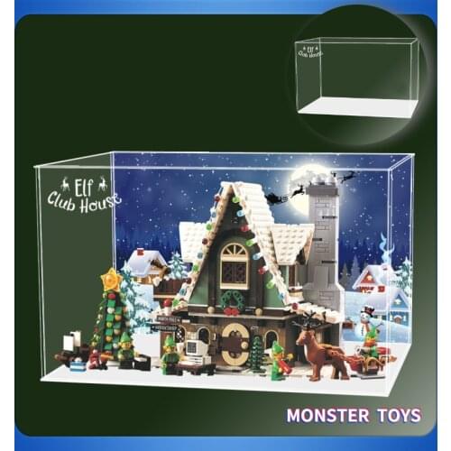 Acrylic Car Display Case for Lego 2020 Elf Clubhouse 10275 Building Blocks Transparent Model Display Stand with Background