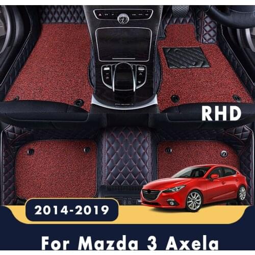 RHD Car Floor Mats For Mazda 3 Axela 2019 2018 2017 2016 2015 2014 Luxury Double Layer Wire Loop Carpets Interior Accessories